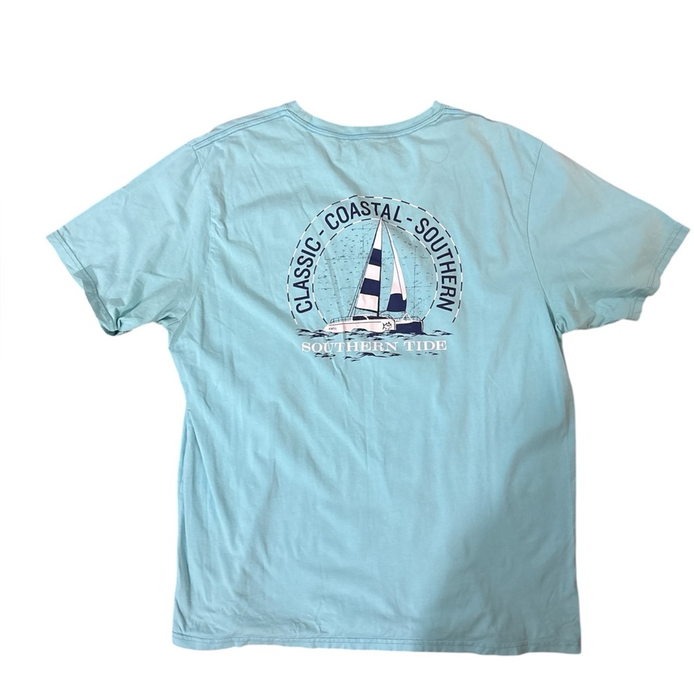 Southern Tide Aqua Nautical Tee Men’s XXL boat lighthouse